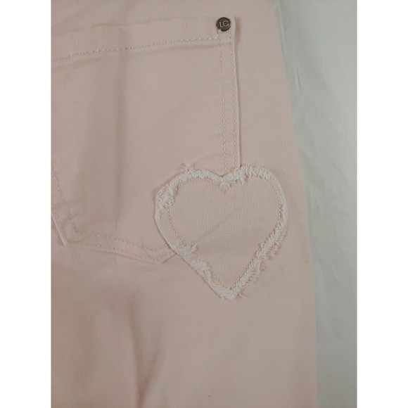 Love Lauren Conrad Womens Skinny Jeans Sz 4 Light Pink Heart Raw Hem Valentines - Picture 7 of 12